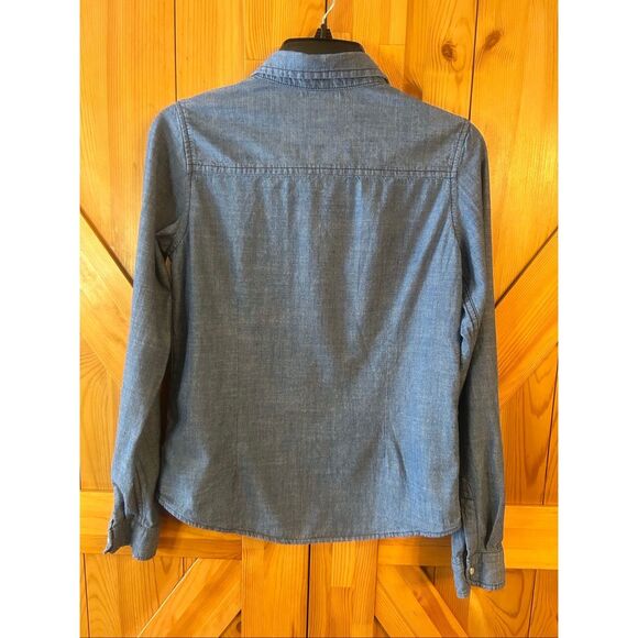 Silver Jeans Western Denim Shirt Medium Wash Pearl Snap Buttons Size Large (5649 - Picture 6 of 6